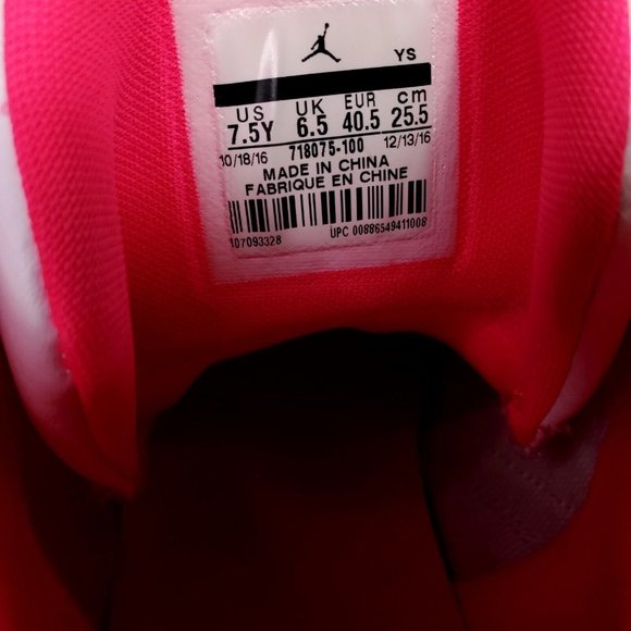 Jordan Flight Origin 2 Girls Shoes Size 7.5Y White Pink Sneakers 718075-100 - Picture 2 of 10